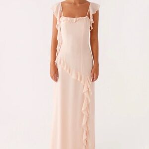 Peppermayo Naya Ruffled Pink Maxi Dress